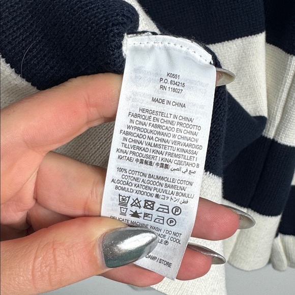 NWT Boden Jewel Button Collared Cardigan White Blue Striped Size 4 - Picture 11 of 13